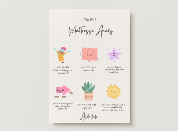 Carte "Merci maîtresse" Cute