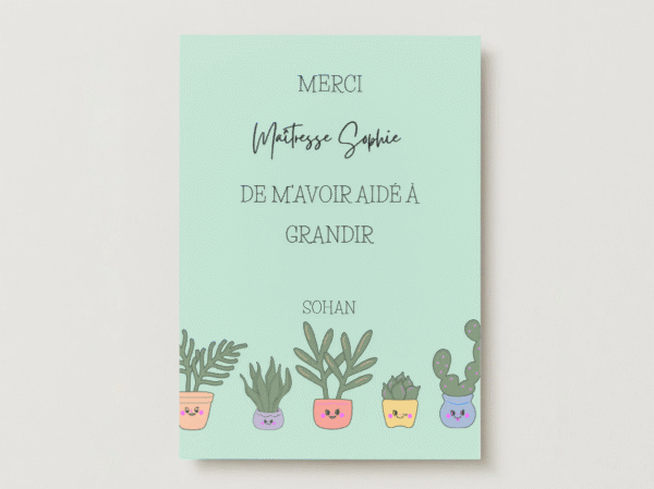 Carte "Merci maîtresse" Plantes
