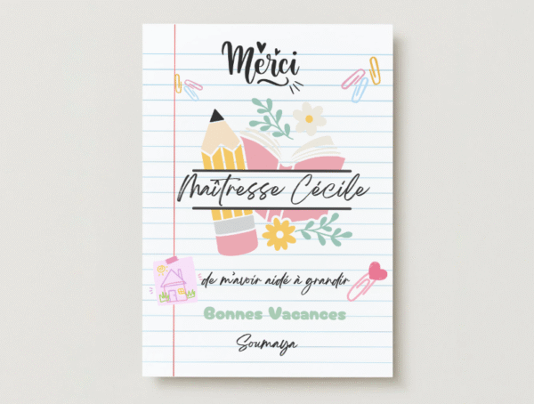 Carte "Merci maîtresse" École