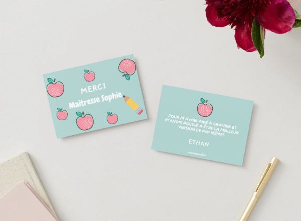 Carte "Merci maîtresse" Pomme