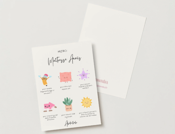 Carte "Merci maîtresse" Cute