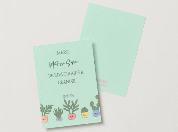 Carte "Merci maîtresse" Plantes