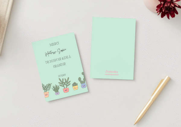 Carte "Merci maîtresse" Plantes
